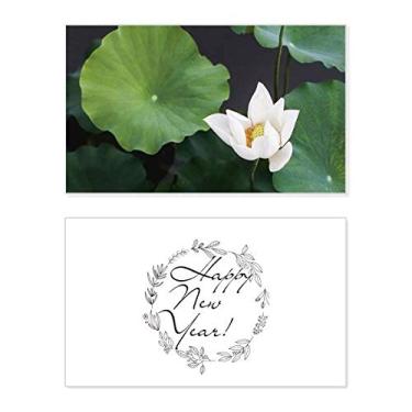 Imagem de Fresh Lotus Leaf Plant Picture Nature New Year Festival Cartão de felicitações Bless Message Present