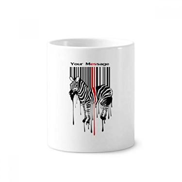 Imagem de Porta-canetas de escova de dentes preta vermelha listrada Code Graffiti Pinto Caneca suporte de cerâmica copo lápis