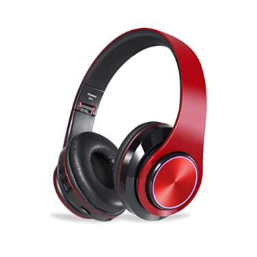 Imagem de CIC Fones de ouvido Dobrável Bluetooth com Led do Brilho de 7 Cores Over Ear em Estéreo Sem Fio Cartão TF Portátil com Microfone para IOS Android PC TV, Vermelho