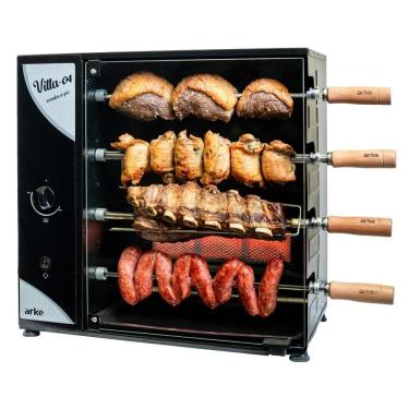 Imagem de Churrasqueira a Gás Rotativa Arke Vitta 4 Espetos Gás GLP 220V Preto
