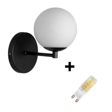 Imagem de Arandela Parede Jabuti Bola Globo Sala Cama Preto + Lâmpada - JABUTICA