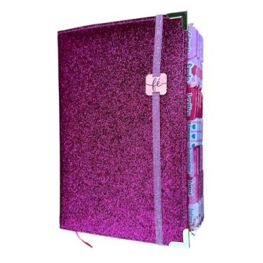Imagem de Bíblia NVI Pink 100% Glitter Abas Adesivas coladas Cp dura acolcoada +