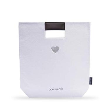 Imagem de epiphaneia Sacola feminina da Bíblia Cristã - God Is Love Verse & Heart, Cinza: Ideal para artigos de costura, Natal, Dia das Mães, batizados, casamentos, ocasiões religiosas - Presente religioso