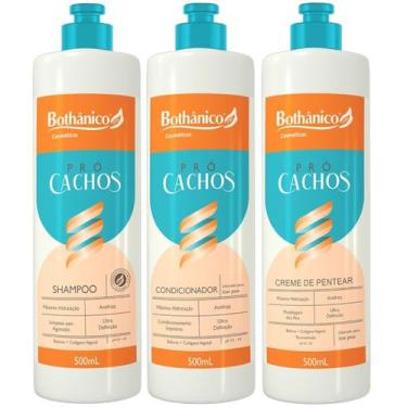 Imagem de Kit Pró Cachos Shampoo + Condicionador + Creme De Pentear 500ml Bothan