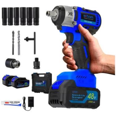 Imagem de Pneumática Chave De Impacto 48v Furadeira Parafusadeira 2 Bateria 2000