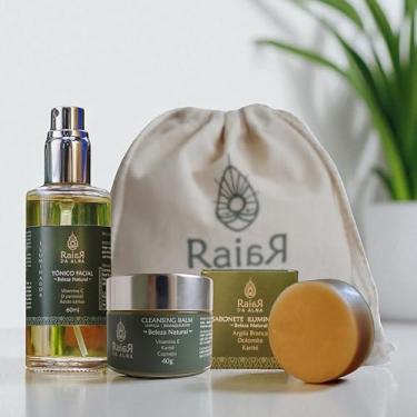 Imagem de Kit Skincare Limpeza Revitalização Equilíbrio – Balm Demaquilante, Sabonete Iluminador, Tônico com Vitamina C, Ácido Lático, Alcaçuz Romã Natural Vegano Raiar da Alma