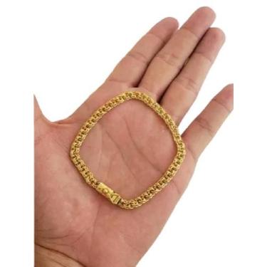 Imagem de Pulseira Masculina 5Mm Friso Duplo Banhado A Ouro 18K Luxo - Mk Jóias