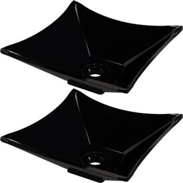 Imagem de Kit 02 Cubas de Apoio Quadrada Lux Para Banheiro Lavabo C01 L30 Preto 