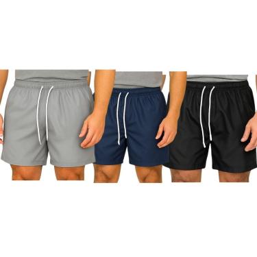 Imagem de Kit 3 Bermudas Tactel Masculina FMF Esportiva Academia Praia Casual-Masculino