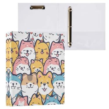 Imagem de Kigai Fichário de 3 anéis, organizador de fichário redondo com prancheta (carta A4), fichário fofo para material de escritório escolar - adorável cachorro Corgi