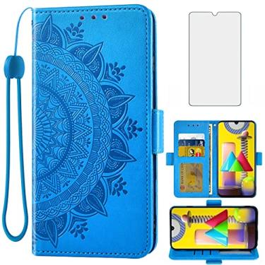 Imagem de Asuwish Compatível com Samsung Galaxy M31/M21s/F41 capa carteira de vidro temperado protetor de tela suporte para cartão de crédito bolsa flip alça de pulso capa de celular para Gaxaly 31M Prime