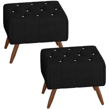 Imagem de Kit 2 Puff Puf Para Sala Pes Madeira Trit Veludo Sl 944 Peer Sl 944