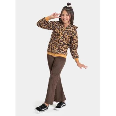 Imagem de Conjunto Inverno Menina Marrom Jaqueta com Capuz e Calça Bailarina Cor