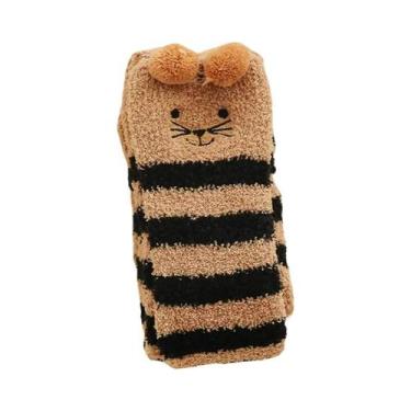 Imagem de Meias Femininas Confortáveis E Felpudas Acima Do Joelho, Com Desenhos 