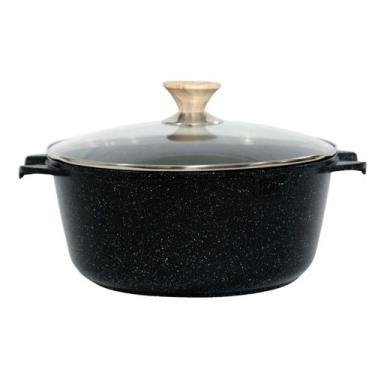 Imagem de Caçarola Antiaderente Revestimento Mármore Cerâmico 30cm Preta - MGC