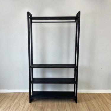 Imagem de Arara de Roupas Madeira Pinus Linea Ample Preto - ArtFactory Design