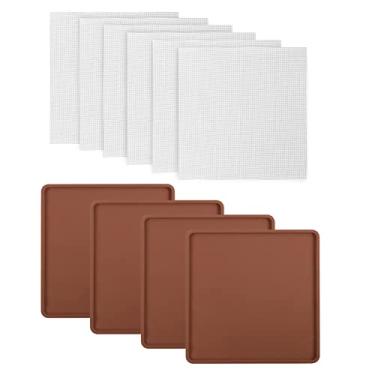 Imagem de 4 tapetes desidratadores de silicone e 6 folhas de desidratador de malha, forro de bandeja antiaderente reutilizável com borda, compatível com Cosori CP267-FD para frutas, carne e legumes (pacote com