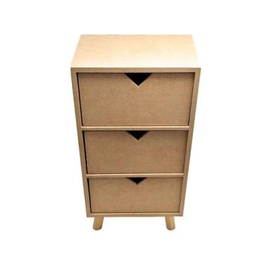 Imagem de Mini Cômoda 3 Gaveta em V 22,5x15x43,5 Mdf Madeira - ATACADÃO DO ARTES