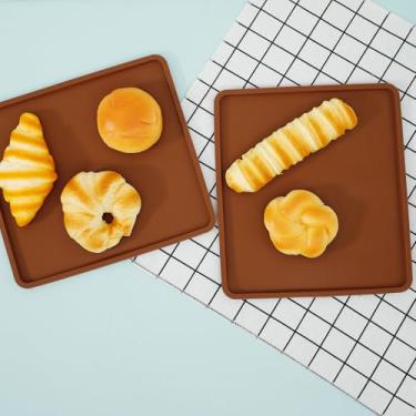 Imagem de DJAPWPX 4/6 peças de folhas de desidratador de silicone com borda antiaderente, bandejas de desidratador de frutas, tapetes desidratadores reutilizáveis, resistentes ao calor, revestimento de bandeja