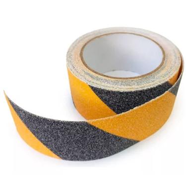 Imagem de Fita Antiderrapante 5 Metros Adesiva Listrada Piso Chao Degrau Escada Evita Previne Demarcaçao