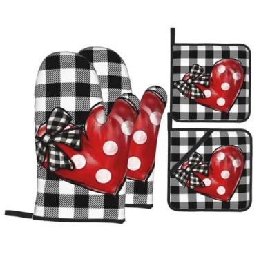 Imagem de Conjunto de luvas de forno e porta-panelas QKLGXLOBAL Romantic Love