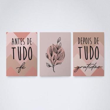 Imagem de Quadro Decorativo Fé e Gratidão Tons V8 30x20cm