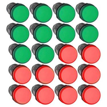 Imagem de Kit 10 sinaleiro led ad22 22mm 220v stark vermelho e verde
