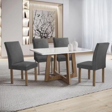 Imagem de Conjunto Mesa Arizona 120cm com 4 Cadeiras Canela Tampo Smart Plus com