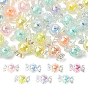 Imagem de UR URLIFEHALL 40 contas aleatórias de acrílico doces coloridas transparentes doces contas de comida para pulseira faça você mesmo, colar, chaveiros, artesanato, joias, descobertas