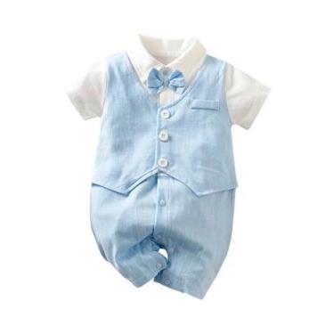 Imagem de Macacão De Algodão Para Bebês Meninos 0-18 Meses, Traje De Gravata De 