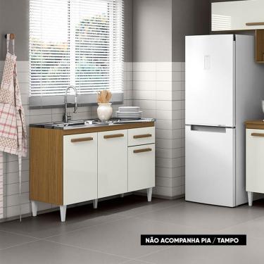 Imagem de Balcão Cozinha Com Tampo 120cm 1 Gaveta Grazieli Atacama/off White A09 - D'rossi