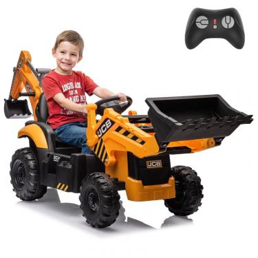 Imagem de Carrinho Elétrico Infantil 3 em 1 24V JCB Excavator, Trator, Bulldozer, Controle Remoto, Multifuncional, Bluetooth, Amarelo