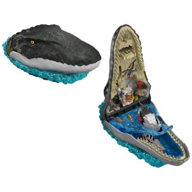 Imagem de Playset Deluxe Mosasaurus Jurassic World Rebirth Mattel Multicolorido com 7 recursos interativos e 6 micro figuras