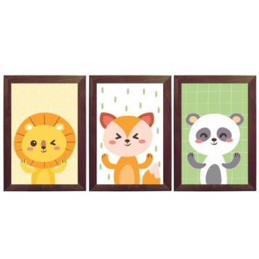 Imagem de Kit Quadros Decorativos Quarto Infantil Animais Safari Fofo - Creative