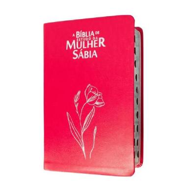 Imagem de Bíblia de estudo da mulher sábia  capa de luxo magnólia vermelho  com 