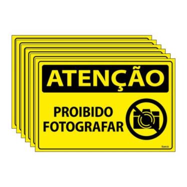Imagem de Combo 6 Placas De Sinalização Atenção Proibido Fotografar 30x20 Ecom I