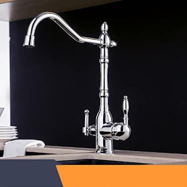 Imagem de Torneiras de purificação de cozinha torneira misturadora de ouro fria e quente 360 ​​rotação com recursos de purificação de água torneira de guindaste de cozinha, cromo, china