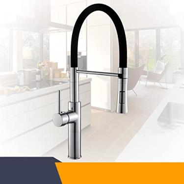 Imagem de Torneiras de Cozinha Cromadas Pia de Cozinha Guindaste Montagem em Deck Pull Down Bico Pulverizador Duplo Torneira De Cozinha Misturador Torneiras de Água,Chrome A 9910L,A,China