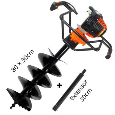 Imagem de Perfurador de Solo Vulcan Trent VPS520 2T 52cc 2,5hp Ideal Para Plantio e Colocação de Cercas e Grades com Broca 80x30cm + Extensor de 30cm