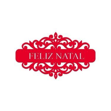 Imagem de Placa Feliz Natal Com Arabesco 30cmx17cm - Cria Arte Laser Vermelho