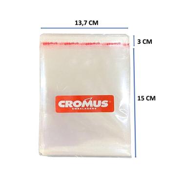 Imagem de Saco 13,7x15  Adesivado Transparente Saquinho Cromus 500 Un.