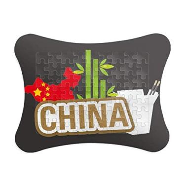 Imagem de China Mapa de bambu marrom China Town, moldura de quebra-cabeça decoração de quadro enfeite de quebra-cabeça