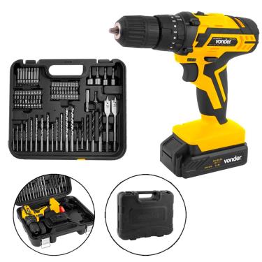 Imagem de PARAFUSADEIRA FURADEIRA DE IMPACTO 3/8&quot; 12V PFV074 BAT + 74 ACESSÓRIOS VONDER 6001074000