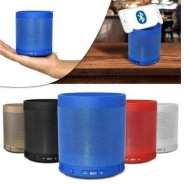 Imagem de Caixinha De Som Bluetooth multifuncional 11 cm C/Suporte Celular caixa wireles com radio redondo cores mp3 usb (AZUL)