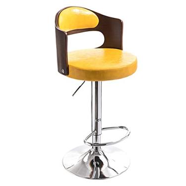 Imagem de Banquetas de bar banqueta de bar giratória preto falso couro PU e acabamento cromado banco de altura com encosto para cadeiras de bar de cozinha e pub em casa (cor: D)