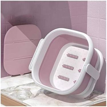 Imagem de Novo Banho De Pés Massageador De Spa Para Pés Embebendo Seus Pés, Bacia De Plástico Grosso E Resistente Para Pedicure, Balde De Massagem, Barril De Banho De Pés Para Uso Doméstico,Rosa,Com Capa,Bo
