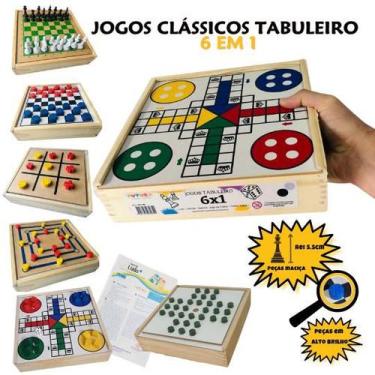 Imagem de Jogos De Tabuleiro 6X1 Xadrez Damas Ludo Trilha Velha Resta1 - Futura