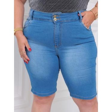 Imagem de Bermuda Short  Taiga Jeans Feminino Plus Size Cintura Alta Clara Lycra