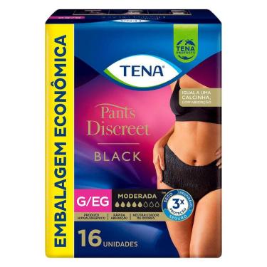 Imagem de Roupa Íntima Descartável Tena Pants Discreet Black Tamanho G/EG com 16 Unidades