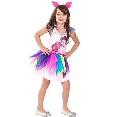 Imagem de Fantasia My Little Pony Infantil Rosa Pinkie Pie Com Orelhinhas P 2-4